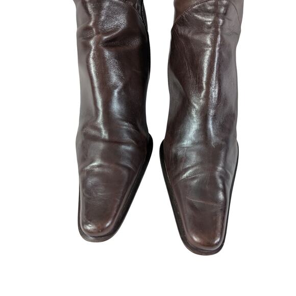KENNETH COLE! ESPRESSO BROWN GENUINE LEATHER NIPPED POINTY TOE BOOTS! SZ 9M - Picture 5 of 13